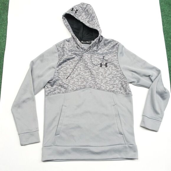 Under Armour Hoodie Mens Size Small Gray Drawstring Long Sleeve Pockets Pullover - Picture 1 of 11